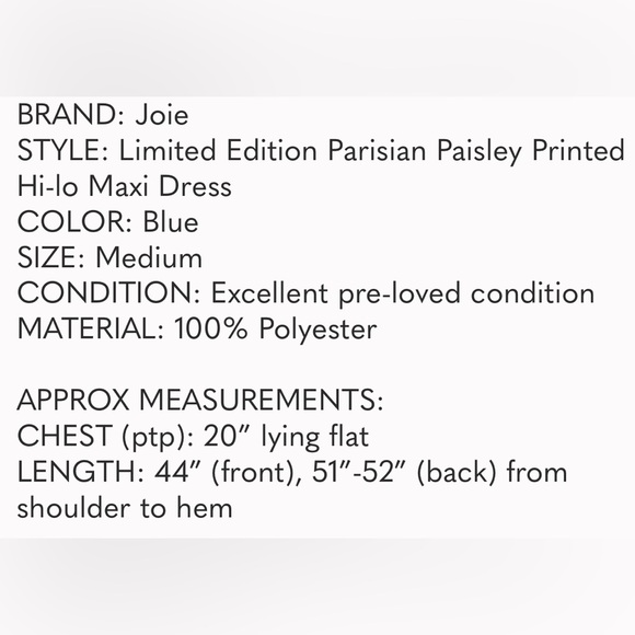 Joie Limited Edition Parisian Paisley Printed Maxi Dress - Blue - M - Picture 3 of 6